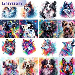 GATYZTORY 40x50cm stile Pop senza cornice pittura fai da te con i numeri immagini colorate del cane con i numeri su tela animali decorazione della casa