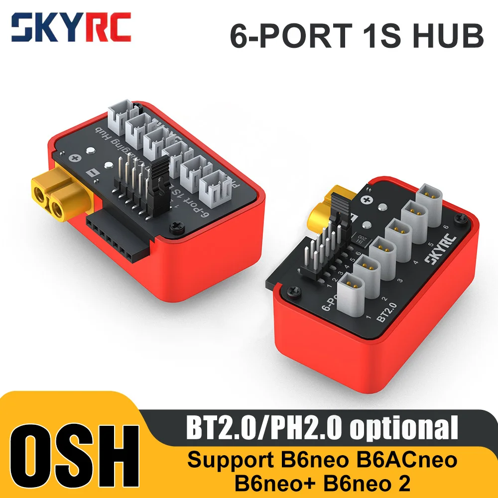 

SKYRC Battery Charging Hub OSH 6-Port 1S Battery Charging Hub For LiPo LiFe Li-ion LiHV Support B6neo B6ACneo B6neo+ B6neo 2