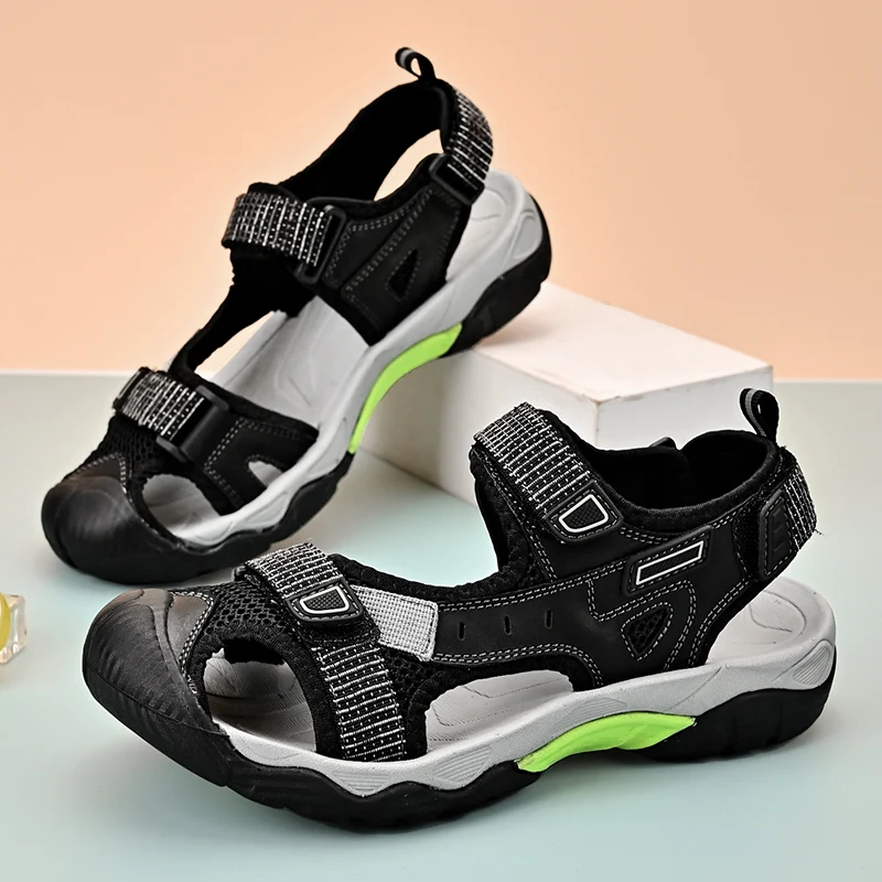 

Sandals for Men, Genuine Leather, Outdoor Sports and Leisure, Closed-Toe Beach Shoes, Soft Sole, Non-Slip, Cowhide, Waterproof,