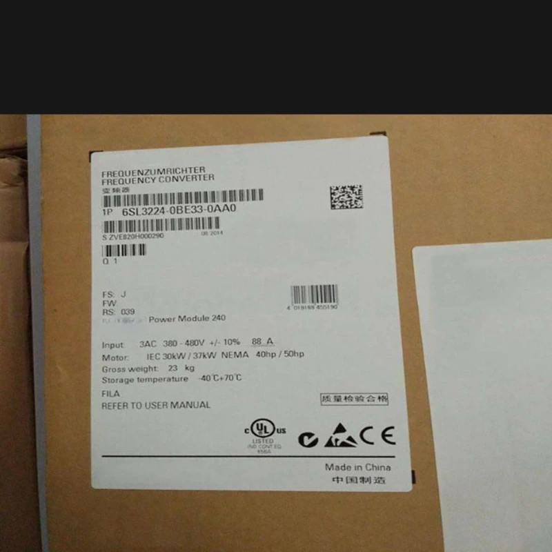 New 6SL3224-0BE33-0AA0 G120 Power Module PM240 3AC380-480V +10/-10% 47-63HZ 6SL3 224-0BE33-0AA0