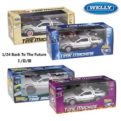 WELLY Alloy 1:24 Back To The Future Time Machine Part 1/2/3 DMC-12 delorean Model Car Collection Display Ornament Toy Gift