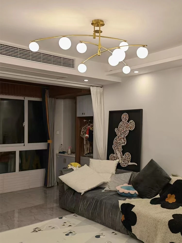 Nordic Fishing Rod Chandelier For Living Room Simple Modern Atmospheric Ceiling Lamp Creative Fashion Bedroom LED Lighting