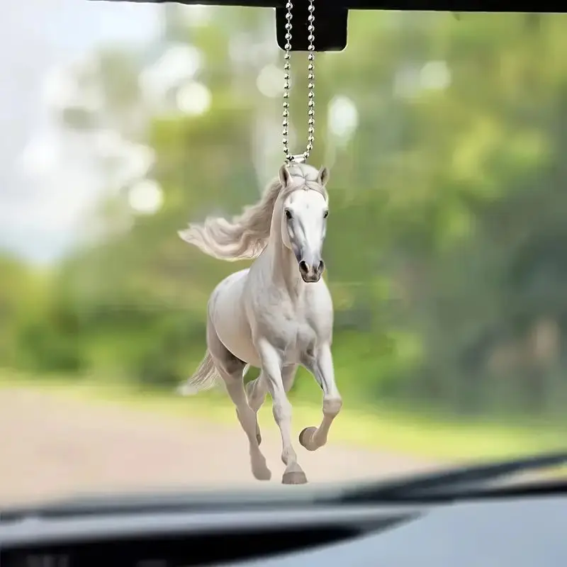 A Running Horse Keychain Cartoon creative big mouth horse 2d Acrylic pendant car key chain