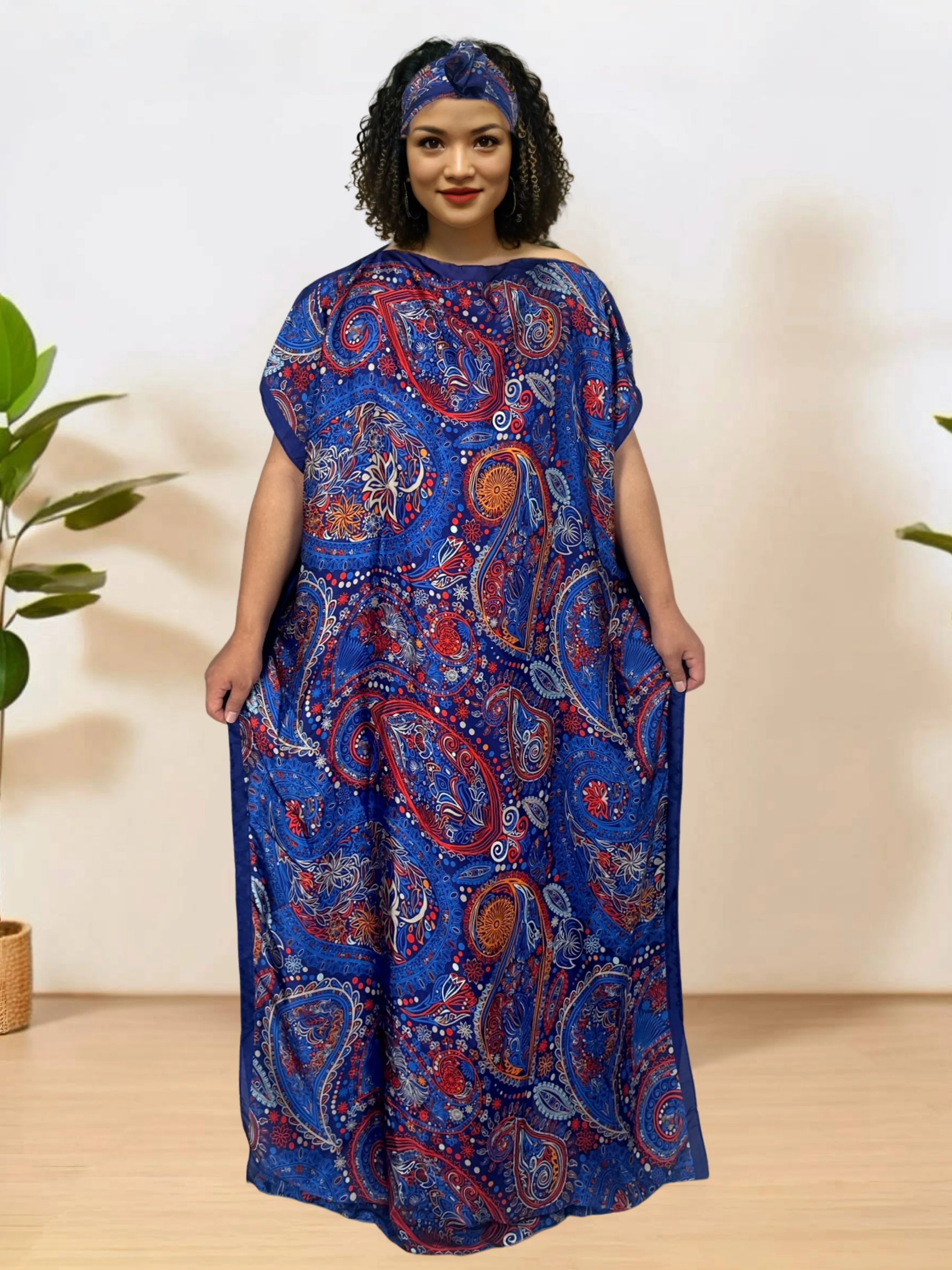 

African Wedding Party Dresses for Women Plus Size Long Dress Traditional Clothing Silk Oversized Bohemian Beach Kaftan