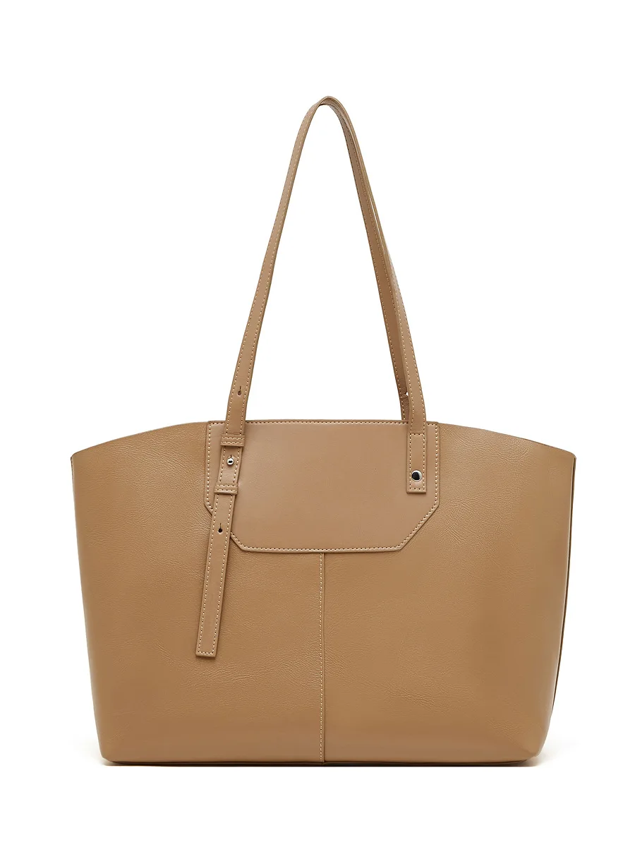 New Tote Bag Vegetable Tanned First Layer Cowhide Shoulder Handbag Trendy Shoulder Bag Casual and Simple