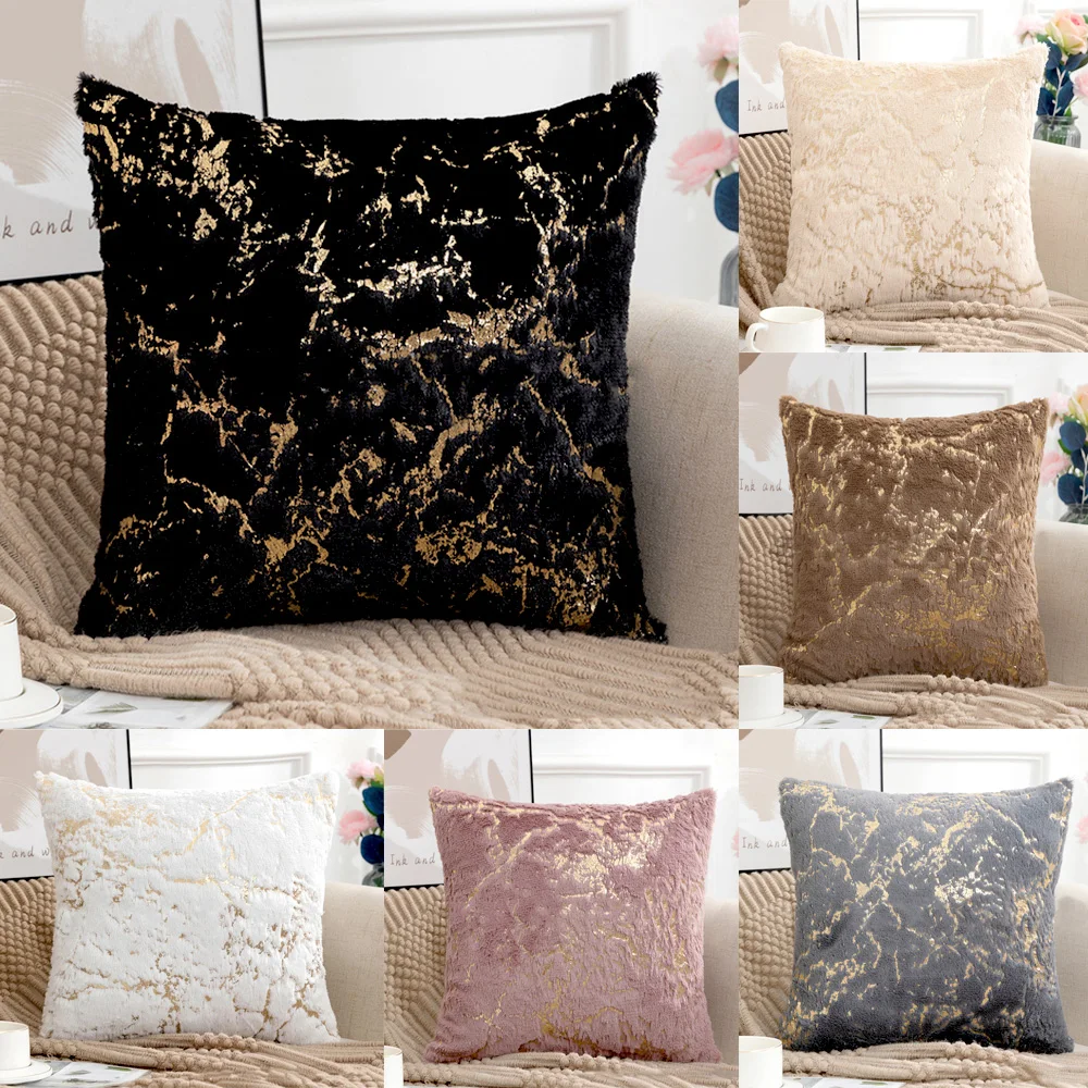 40x40cm Cushion Cover Double Sided Plush Gold Pillowcase Solid Home Pillowcase Without Core Ornamental Pillows For Living Room