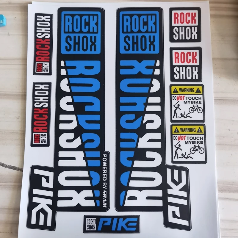 1/2 مجموعات ملصقات الشوكة الأمامية مقاوم للماء الشارات المتغيرة اللون لامتصاص الصدمات الجبلية يناسب شوكة بايك SRAM