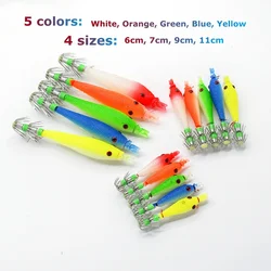 5pcs wondersee Luminous Squid Jigs set kit 60mm 70mm 90mm 110mm Cuttlefish Explosion Hook Octopus Double Layers Umbrella hook