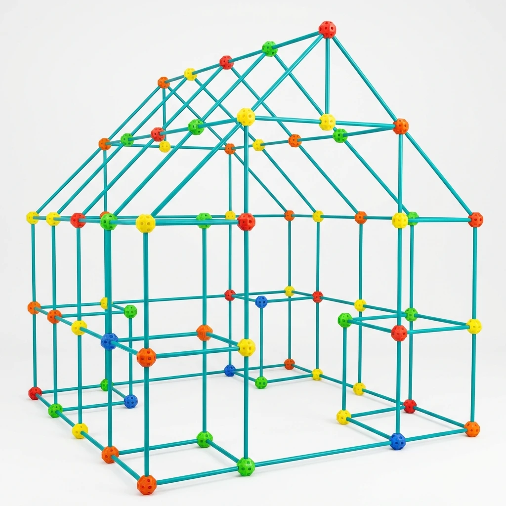 Fort Building Kits for Kids Creative STEM Building Toys for DIY Castles Tunnels Play Tent Interlocking Tubes and Ball Connectors