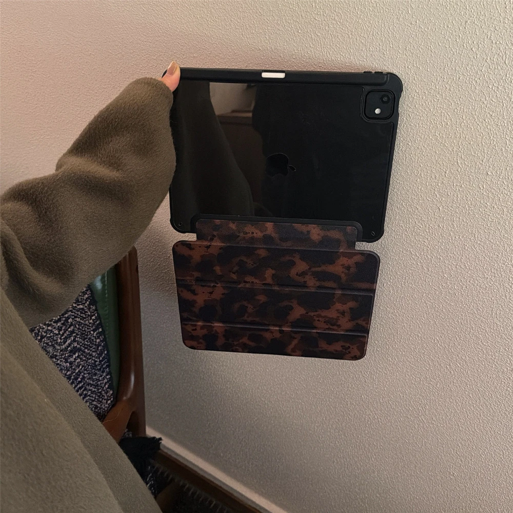 French Ins Cool Leopard Print Mirror Cover For iPad Pro 13 11th M5 M4 12.9 A16 10 8 7 9th 10th Air 11 M2 M3 Mini Tablet Case