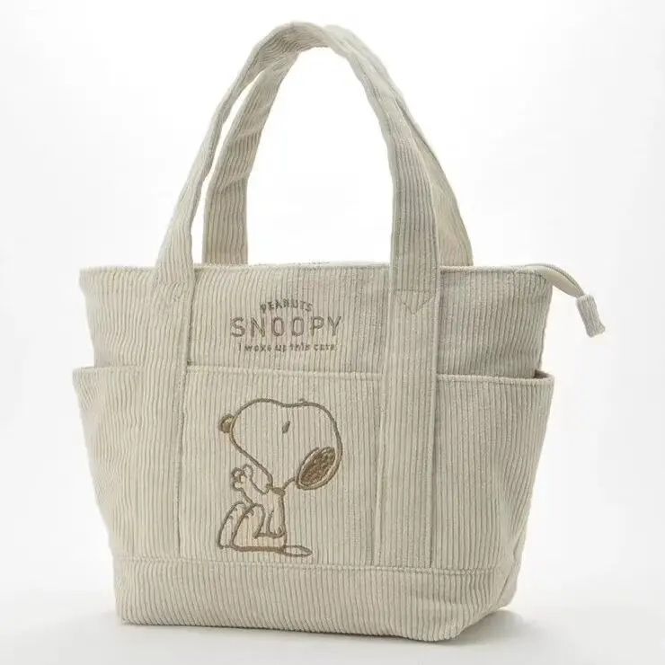 Snoopy cartoon embroidery large capacity corduroy tote bag Japanese cute girl handbag casual fashion daily versatile
