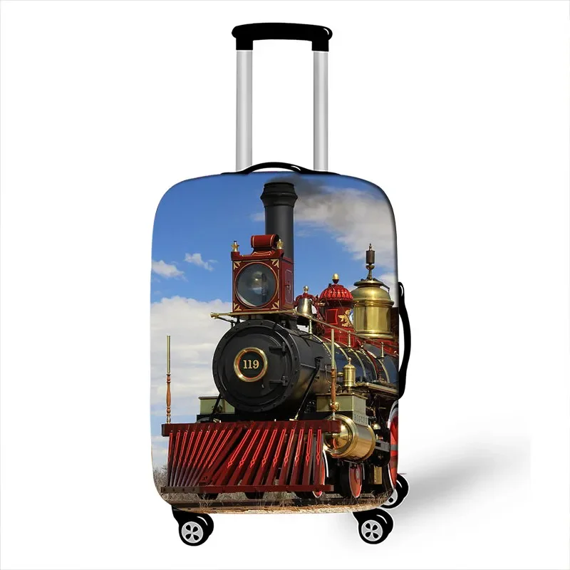

steam train locomotive print luggage cover elastic travel trolley case covers anit-dust suitcase cover for 18-32 inch