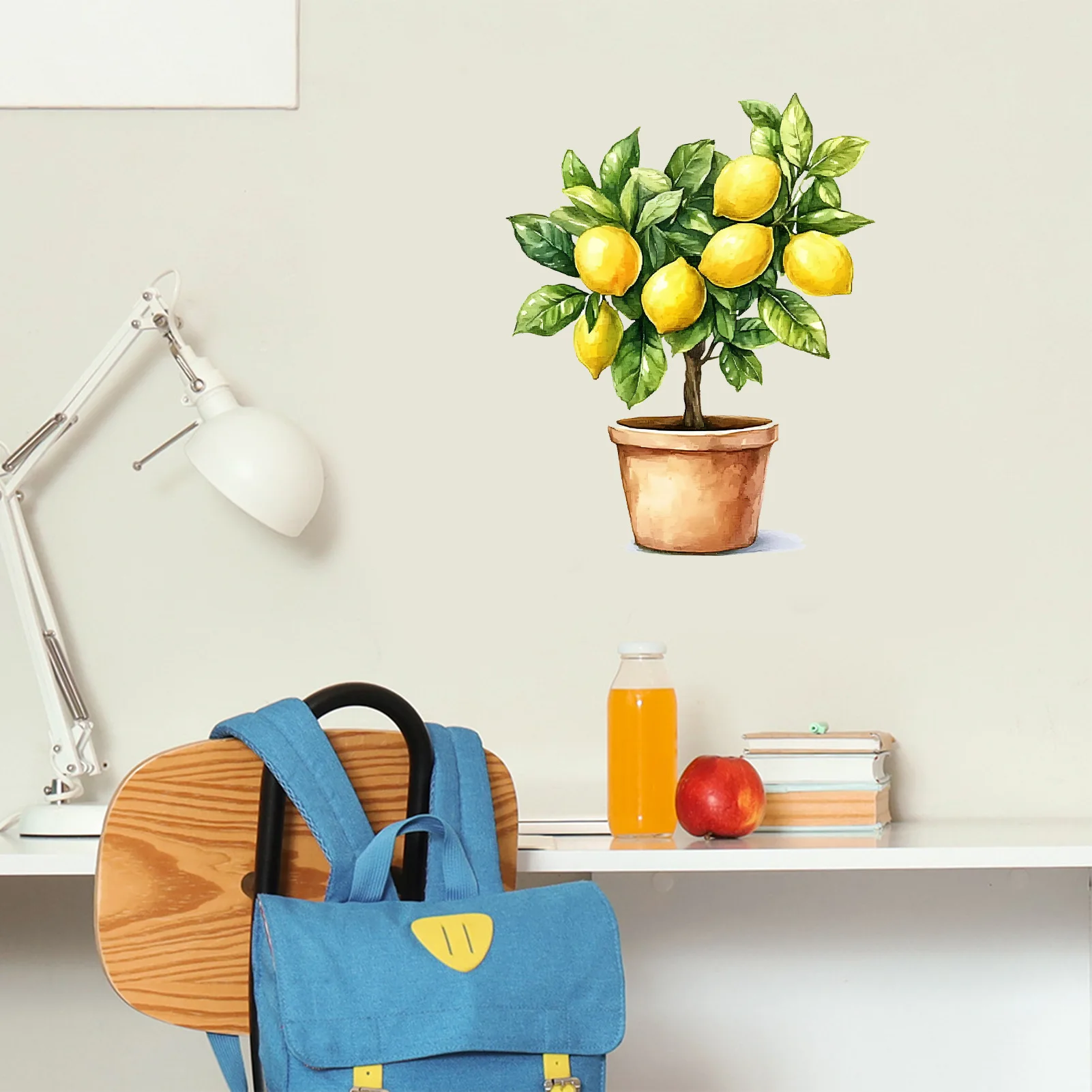 Creative Lemon Tree Wall Stickers Fresh Potted Plant Self Adhesive Waterproof Removable Decals for Bedroom Living Room Garden