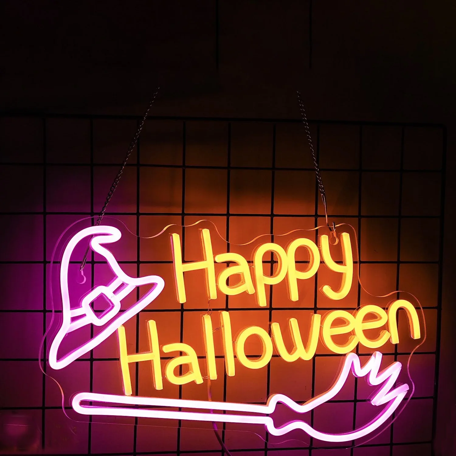 

Happy Halloween Neon Sign Led Lights Halloween Decoration For Party Home Bedroom Bar Club Witch Hat Broom Art Sign Room Decor