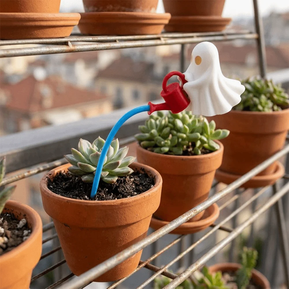 3D Printed Ghost Watering Flowerpot Ornament Faux Water Stream Removable Ghost Watering Plant Ornament Suspended Design Plastic