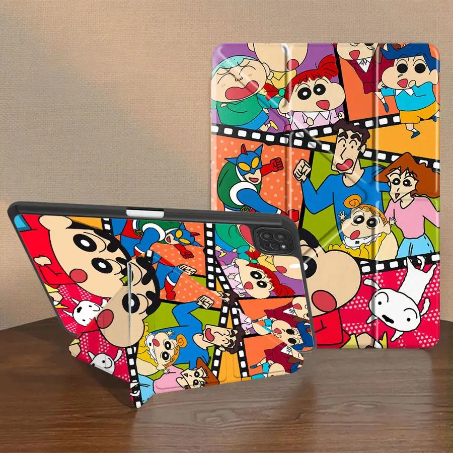 

Чехол-держатель для планшета с изображением персонажа Crayon Shin Chan для iPad Pro 11-го, 10-го, 9-го, 8-го, 7-го поколений, 12.9 дюймов, Air 4, 5, M3, M2, 1, 2, M4, 11 дюймов, Mini 6