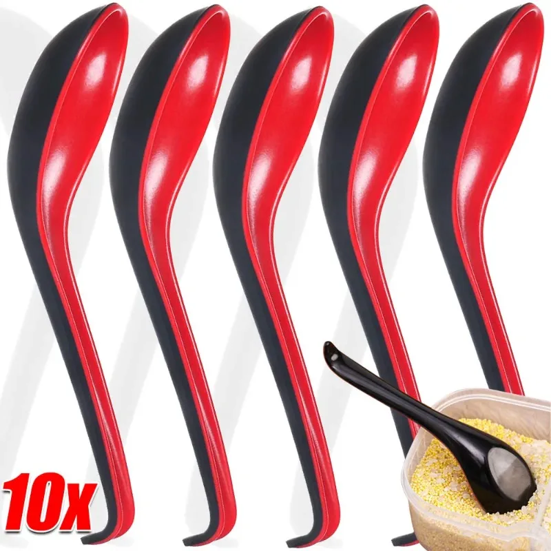 1-10pc Mighty Bicolor Porcelain Anti-Shock Spoons Japanese Rice Spoon Dumplings Porridge Soup Spoon Restaurant Kitchen Cutlery