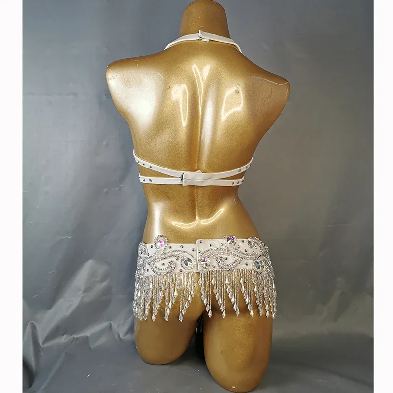 Picture 6: Women Handmade Beaded Crystal Belly Dance Costume Set Bra & Hip Belt Sexy Stage Performance Show Outfit