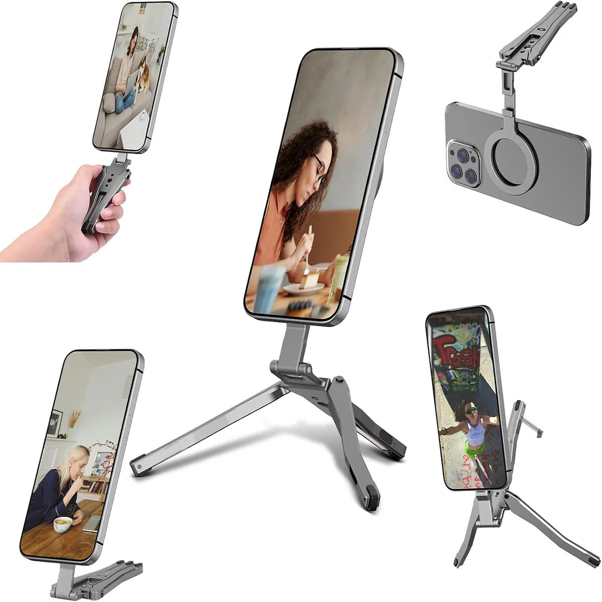 Auto-Magnet-Taschentelefonstativ mit Haken, kompatibel mit Magsafe-Gewicht ist nur 36 g, faltbarer Mini-Magnet aus ABS-Material