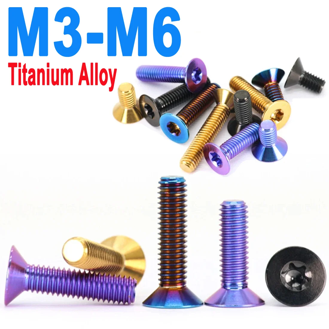 

Titanium Alloy Countersunk Head Screws M3 M4 M5 M6 Flat Head Titanium Alloy Flat Head Six Lobe Torx Bolts Bicycle Motorcycle