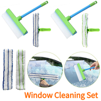 Water Removal Blade Anti-Slip Silicone Window Squeegee Kit Wear Resist Microfiber Cleaning Mop for Shower Glass Mirror Door Car