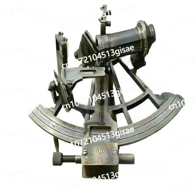 Black Decoration on The Ship Deck Hatch/Stern, Antique 8-inch Marine Sextant with Brass Captain