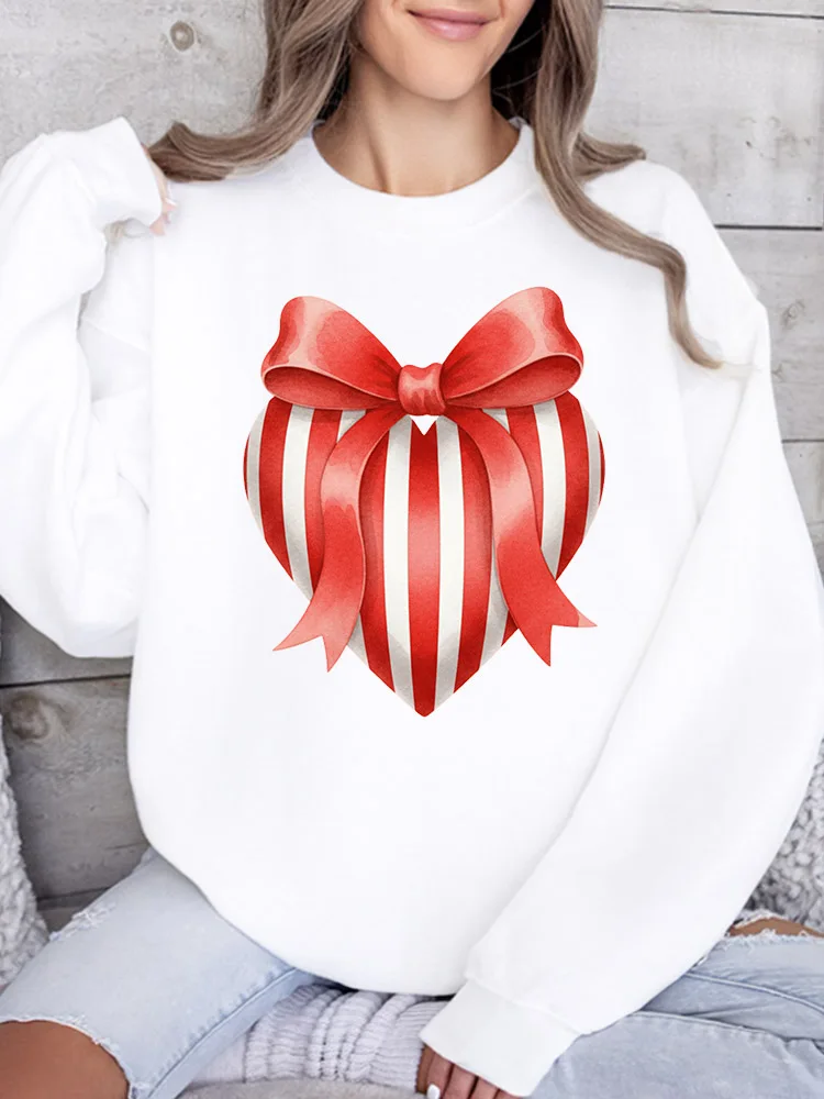 

Женский свитшот с круглым вырезом и бантом, повседневный пуловер с длинными рукавами, свободный крой, для ежедневной носки