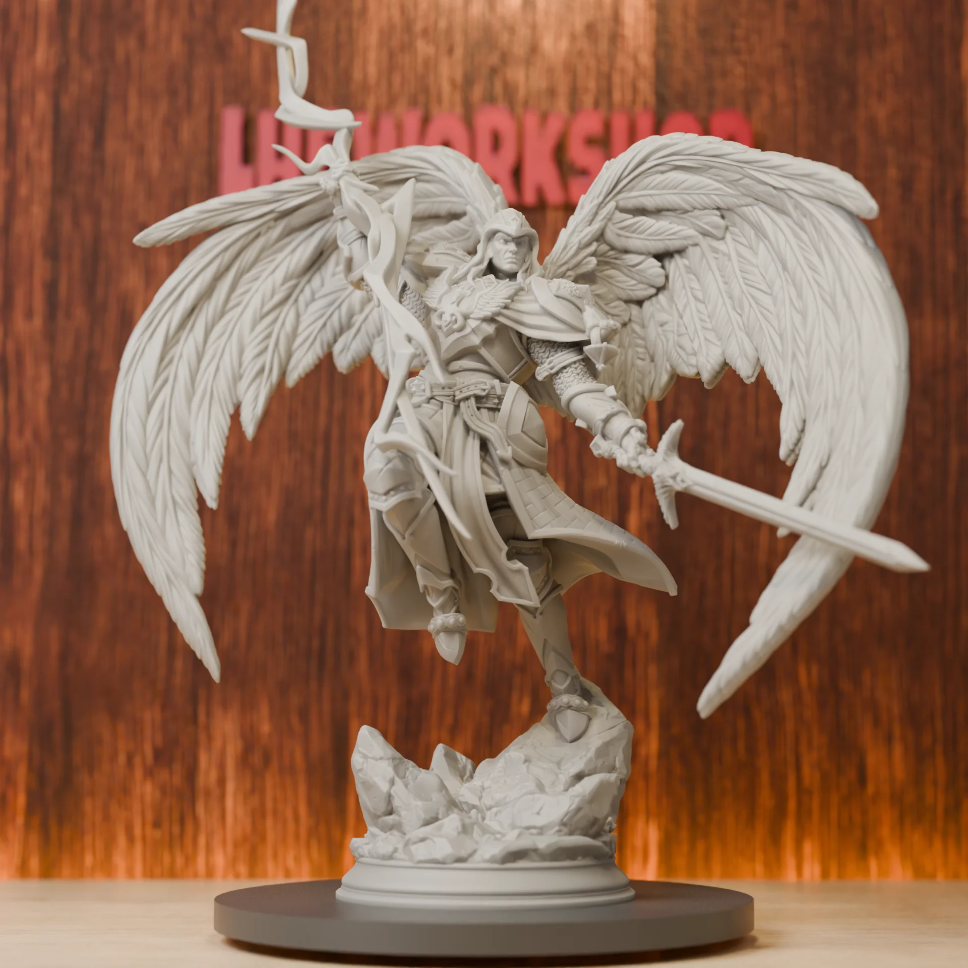 Ange de la vérité et de la justice |   Miniatures d'anges célestes |   28mm-75mm |   Miniature Pathfinder DND imprimée en 3D en résine |   Gris non peint
