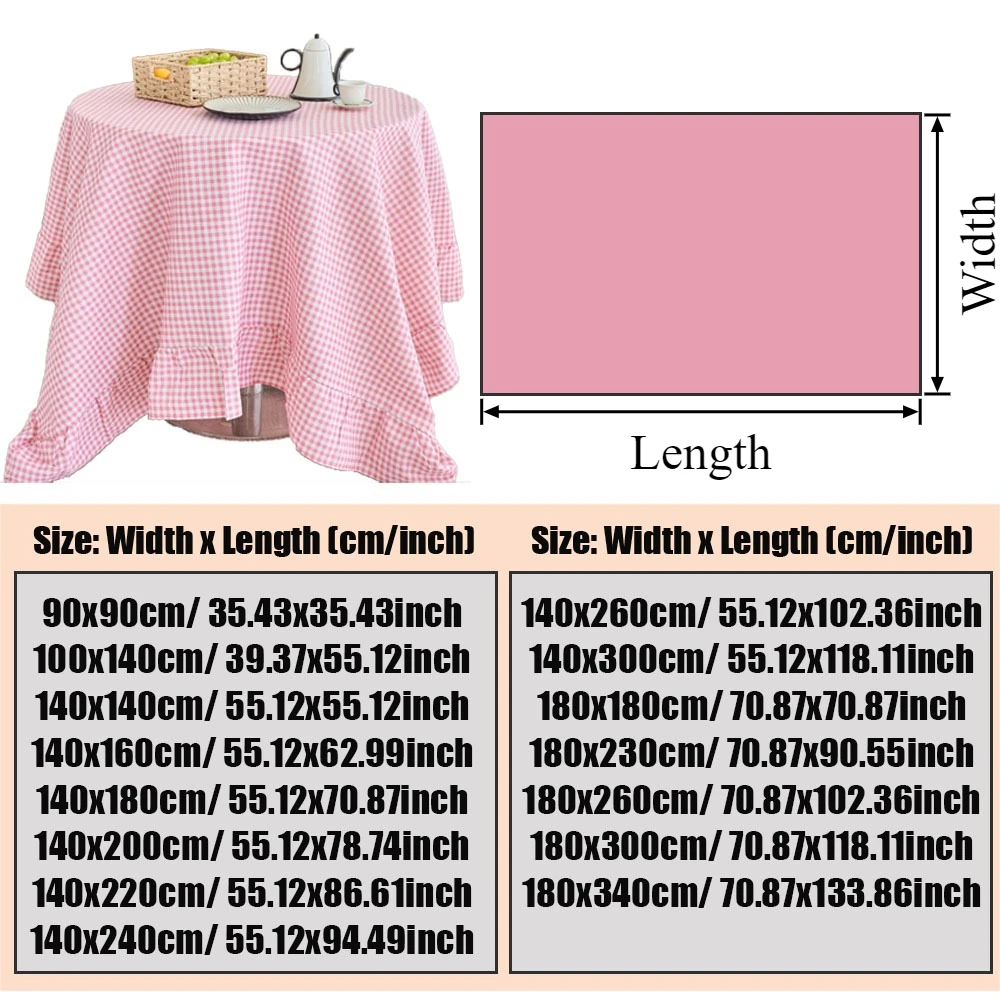 1PC Checkered Tablecloth Rectangle Ruffle Edges Table Cloth Dining Party Table Cover for Home Living Room Christmas Decorative