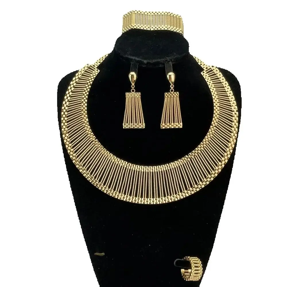 Jewelry Set For African Women Brazilian Choker Necklace Huge Fine Luxury Bride Party Jewelry FHK22583