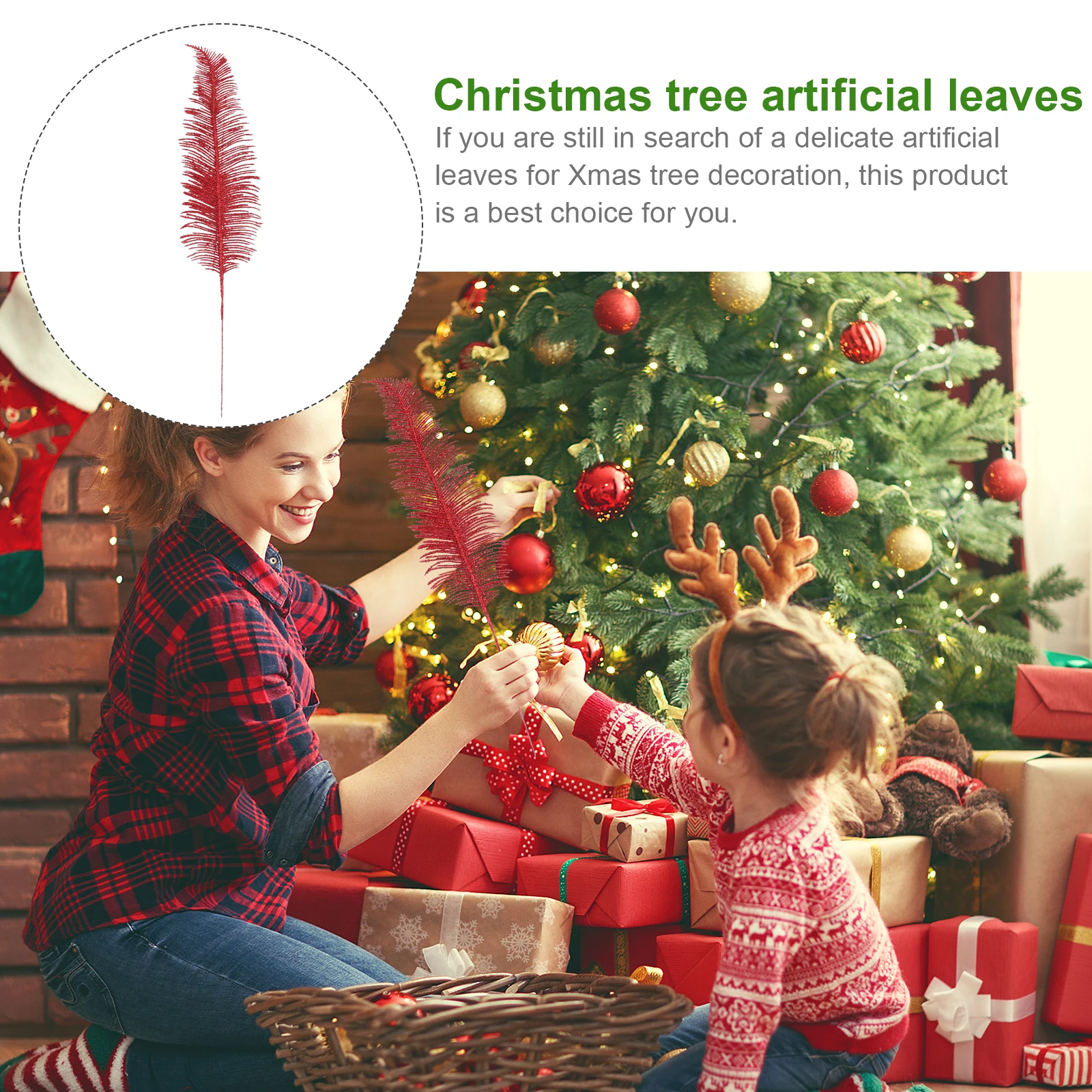 

5 pcs Artificial Plants Plastic Leaves Props for Christmas Tree Ornaments Xmas Decorations Glitter Festive Accessories