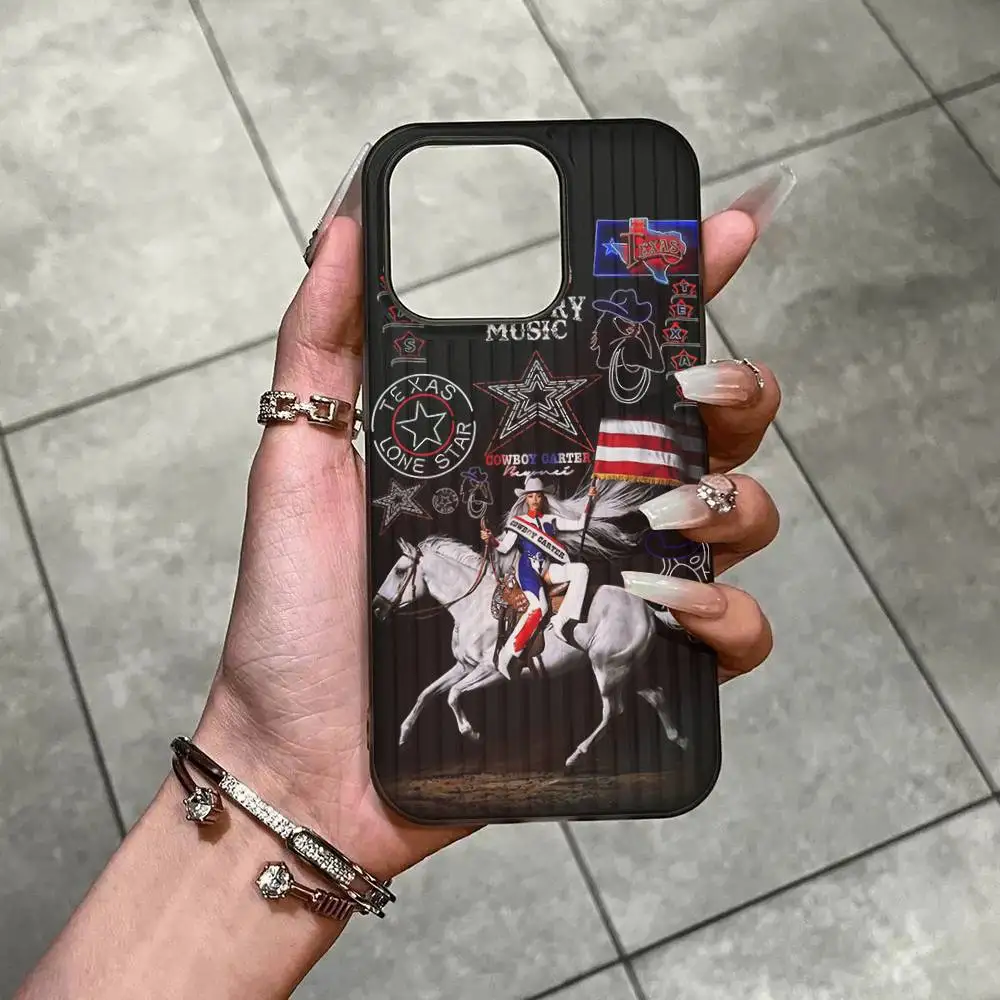 Бейонсе Ковбой для iPhone 17, 16, 15, 11, 12, 13, 14 Pro Max Plus Pro, гофрированный полупрозрачный задний чехол для телефона
