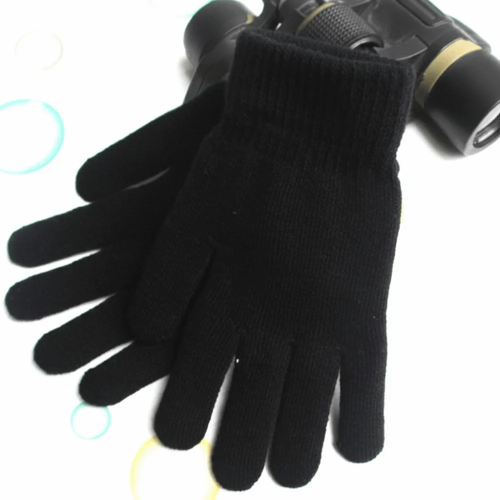Unisex Thicken Full Fingered Gloves Lining Thermal Wrist Warmer Ribbed Knitted Gloves Winter Warm Women Men Mittens Gifts