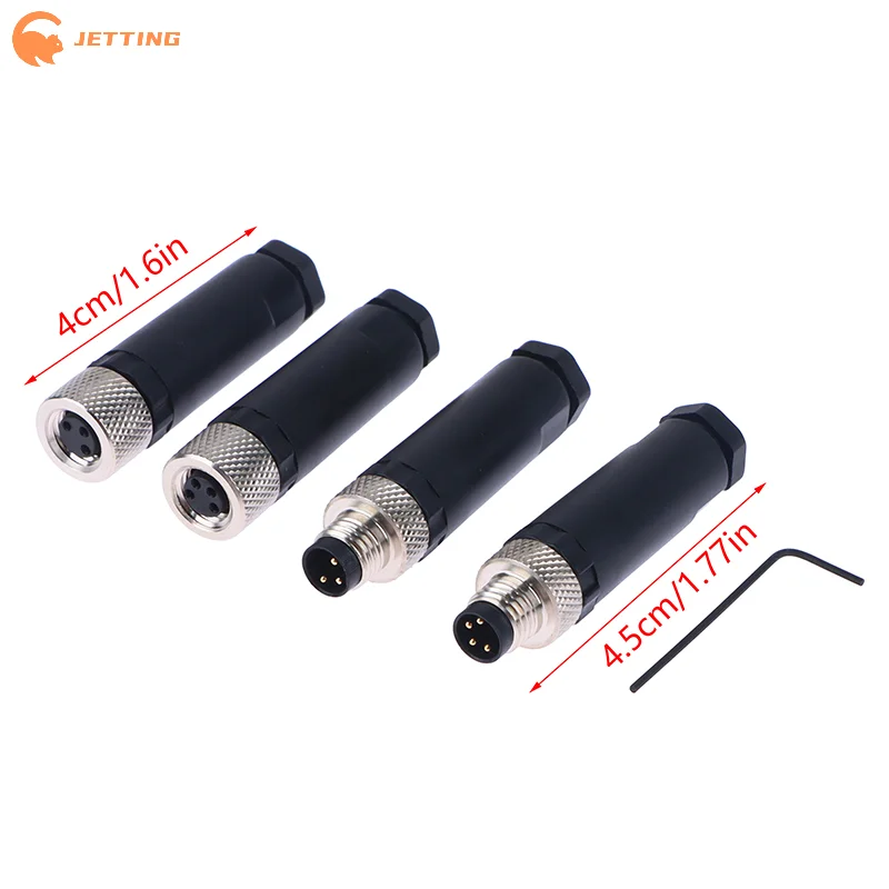 1PCS Sensor Connector M8 3 4 Pin Waterproof Male&Female Plug Screw Threaded Coupling