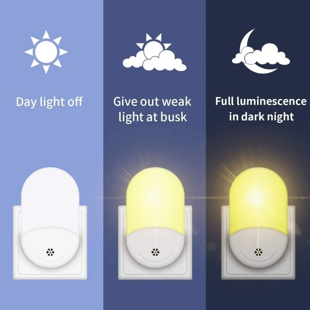 자동 LED 야간 조명 에너지 절약 황혼의 여명 스마트 유도 소형 야간 조명, 플러그 인 홈 센서 조명, 침실 욕실