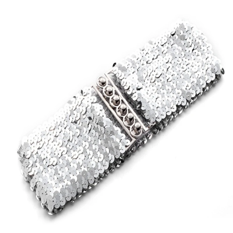 Opvallende Volledige Pailletten Volwassen Taille Riem Taille Riem Riemen Rij Gesp Riem voor Casual Jurk T8NB