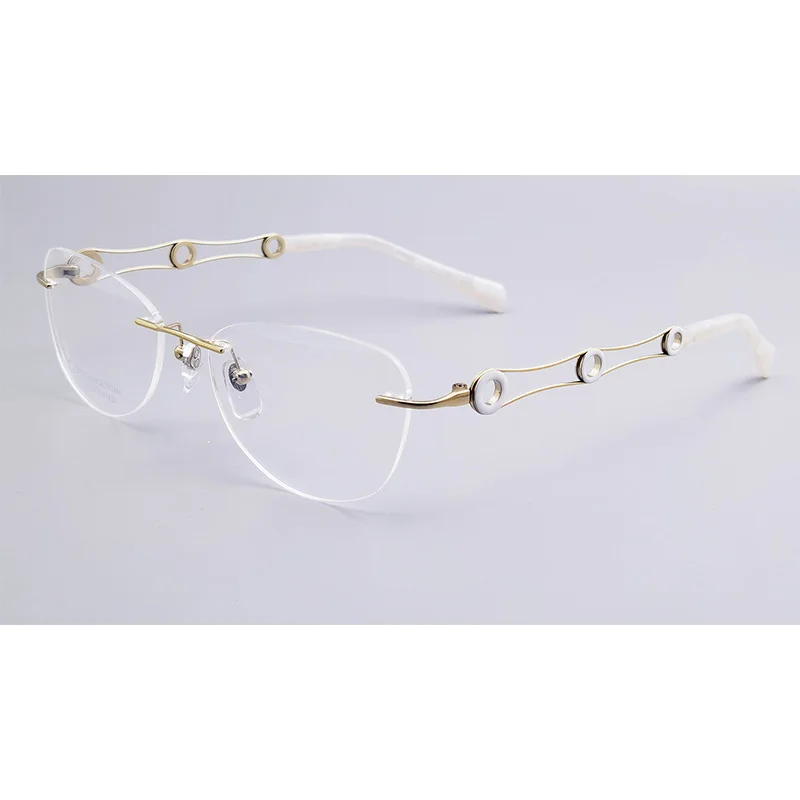 

Belight Optical Japan Design Titanium Line Charmen*t Rimless Women Glasses Prescription Lens Eyeglasses Frame Eyewear XL2133