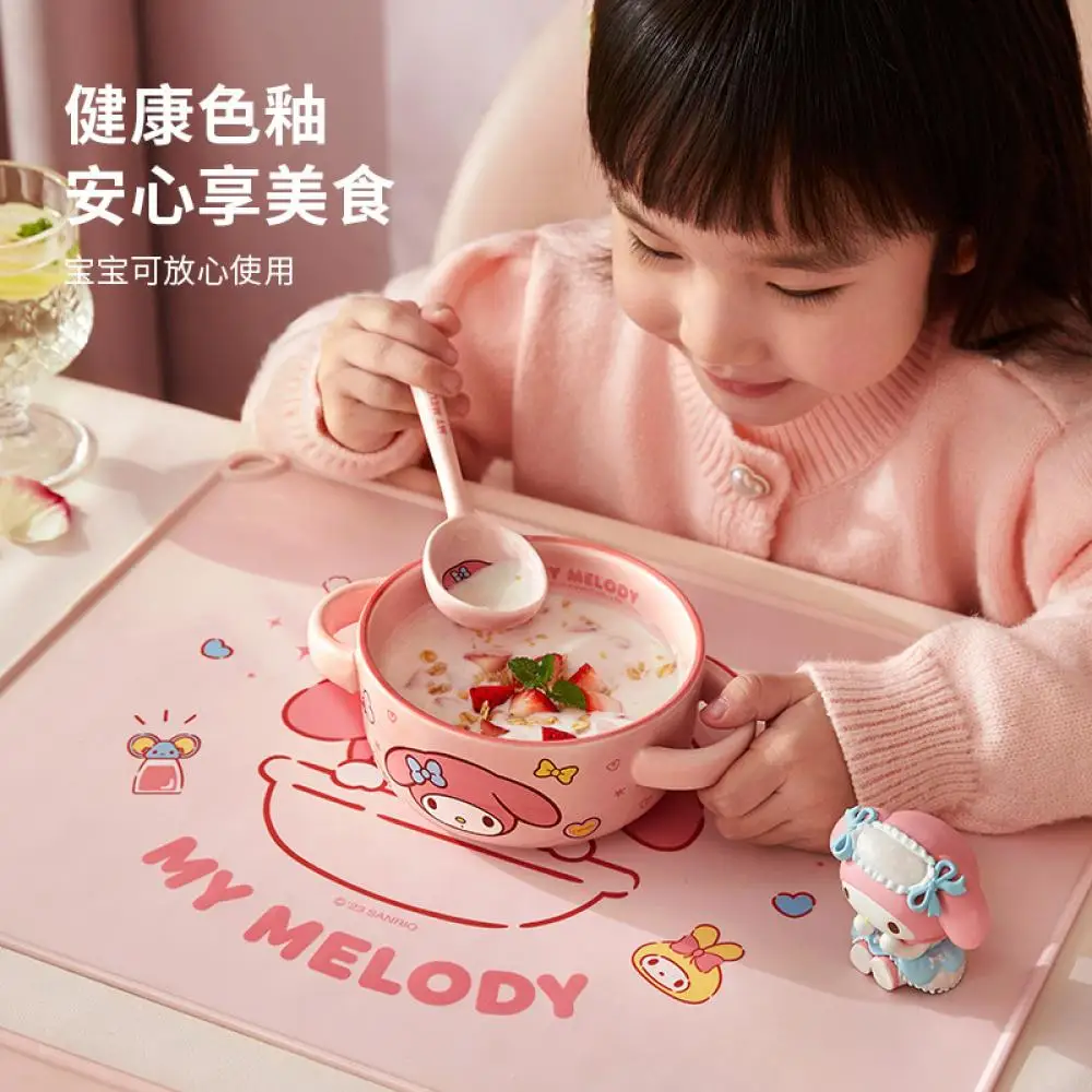 Kawaii مرحبا كيتي وعاء الأذن المزدوج سانريو ميلودي سينامورول وعاء الأرز لطيف الكرتون على البخار البيض الكسترد السيراميك السلطانية الاطفال هدية #2