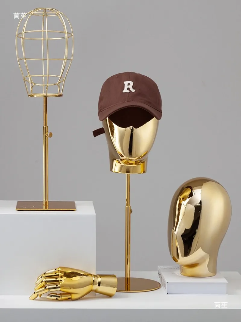 Clothing Store Model Head Prop Display Stand Window Display Wig  Men's and Women's Hats Electroplating Dummy Head Mold Others