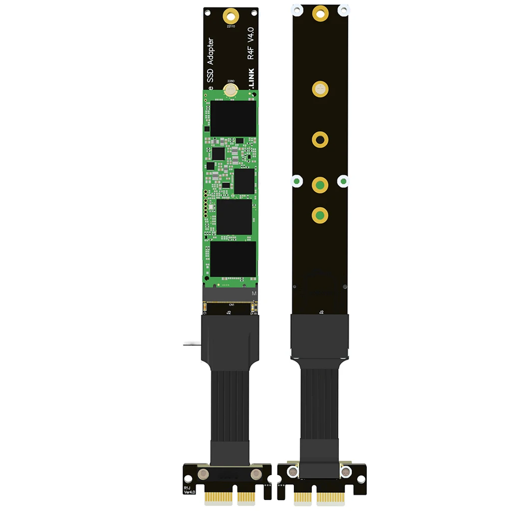 M.2 Key M SSD to PCIe 3.0 4.0 x1 PCI-Express Adapter Riser Card Flexible Flat Cable for M2 NVMe Solid State Extension Cable