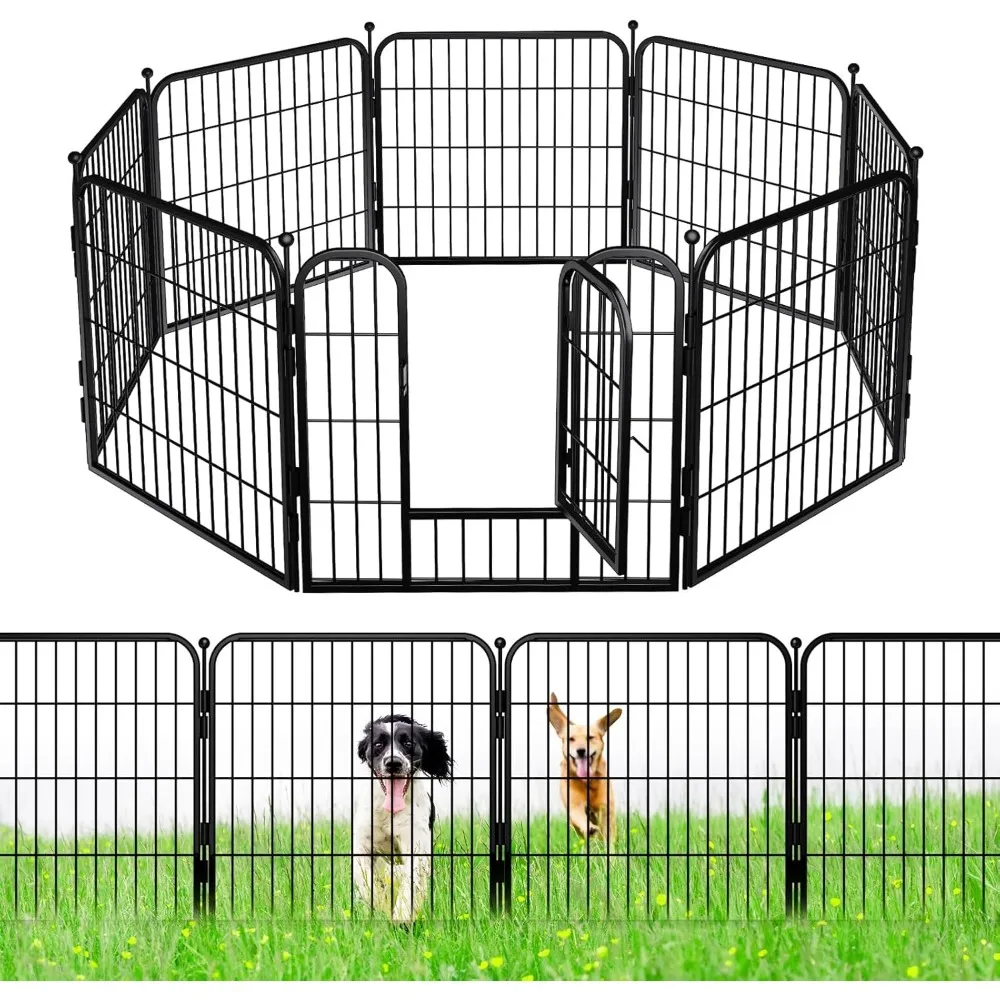 

Garden Fence with Gate ,Heavy Duty Metal Fences and Borders for Dogs Outdoor Yard Temporary Fence