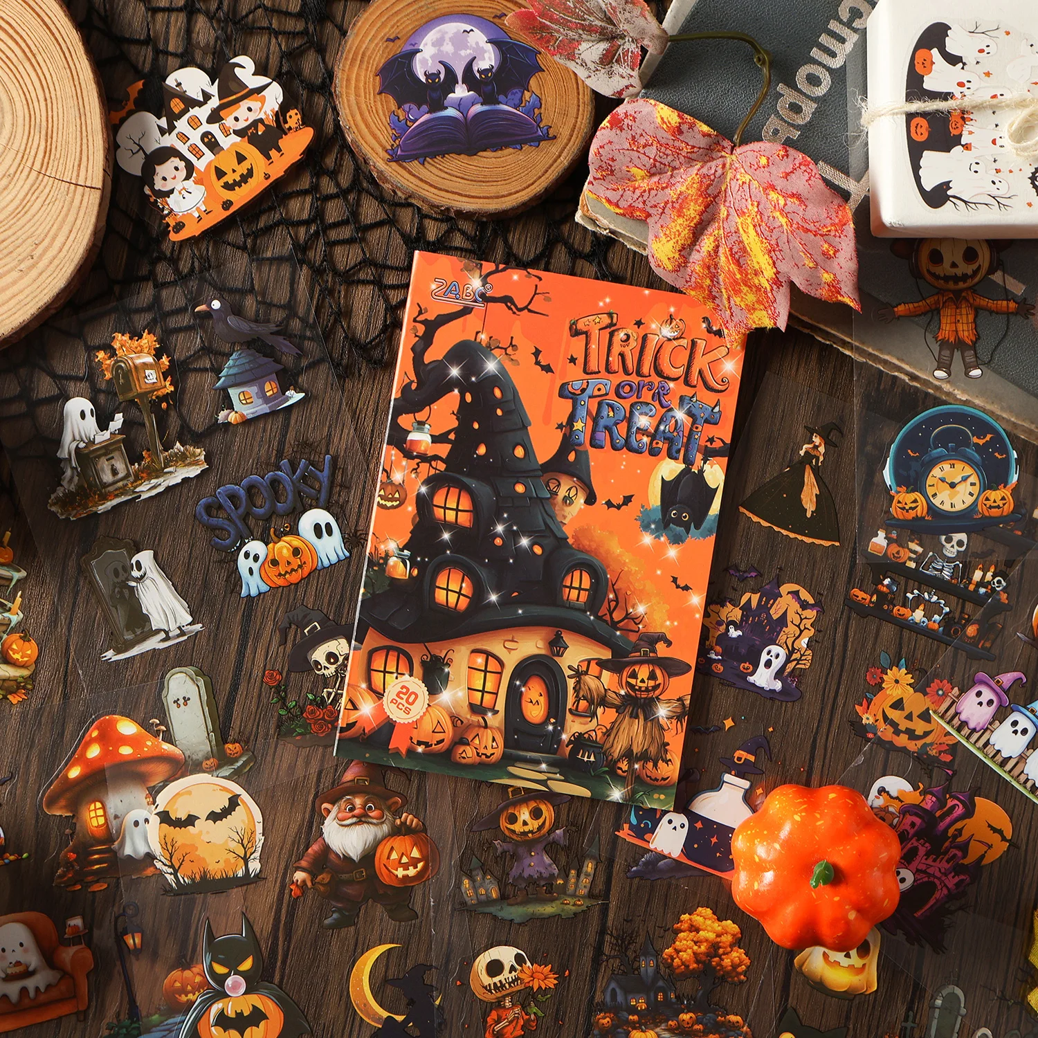 TIANZI 20/40 Sheets PET Stickers book Vintage Christmas Halloween Decorative handmade Scrapbooking Material Diary Craft Supplies