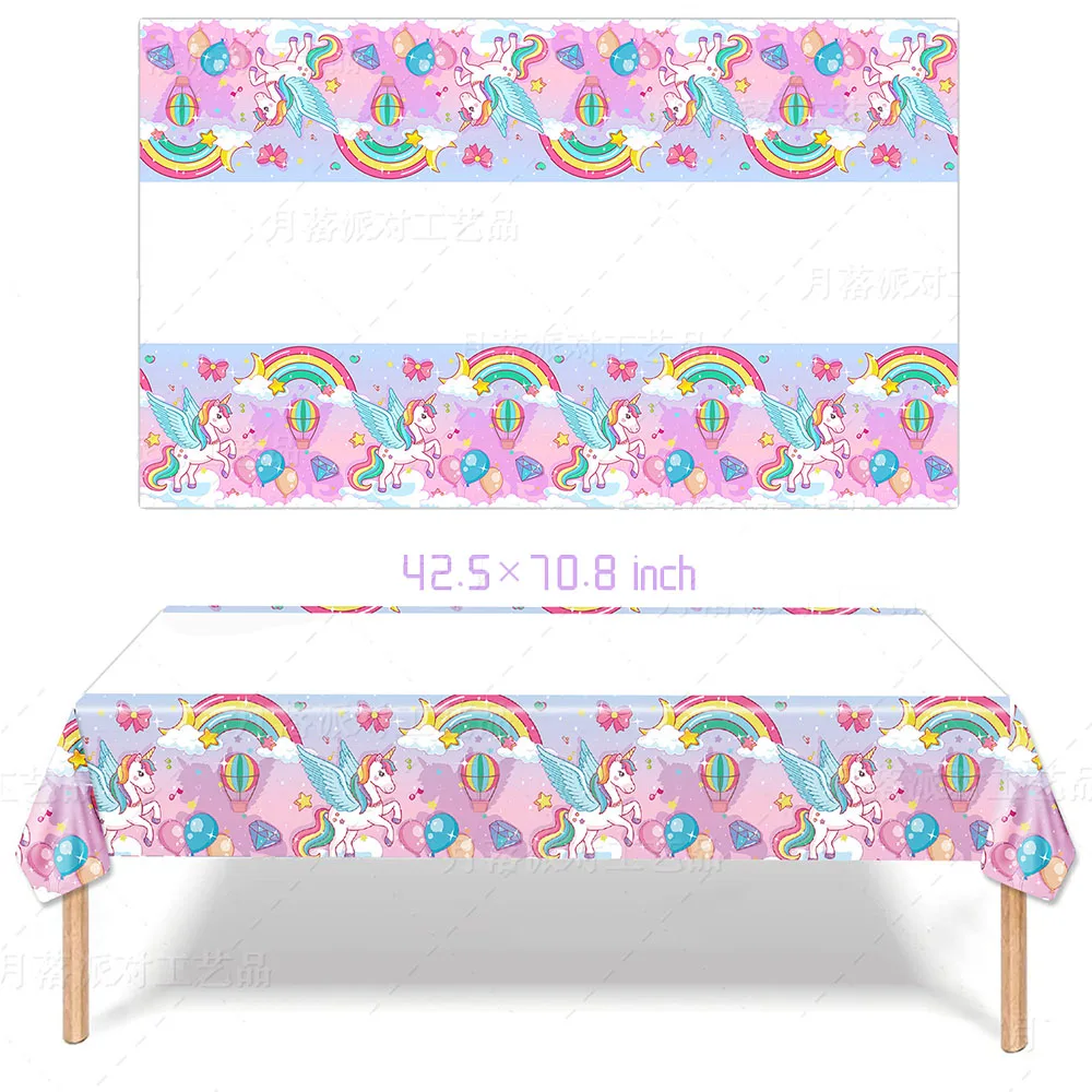 Vajilla desechable con temática de unicornio para Baby Shower, suministros de fiesta, platos, vasos, servilletas, mantel, decoración de fiesta de