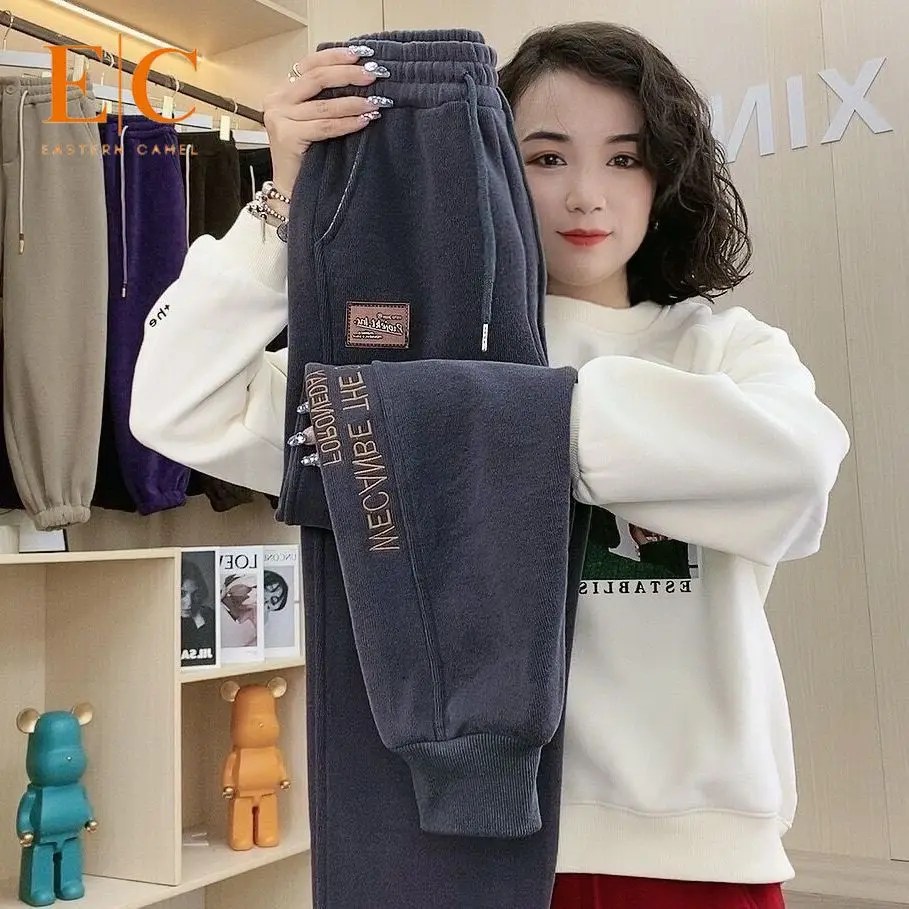 

Plush Thicken Lamb Wool Warm Sports Pants 2023 New Autumn Winter Fashion Women Pants Casual Loose High Waist Slim Harem Pants