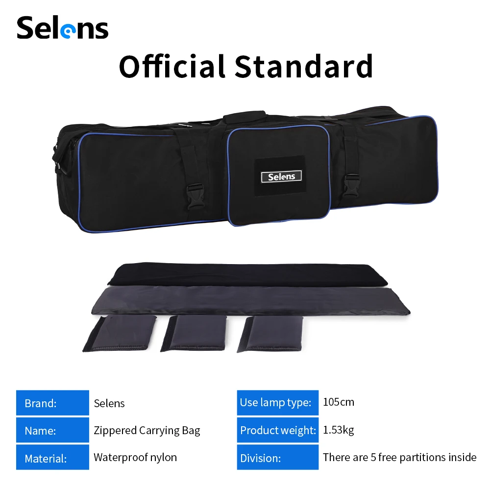 셀렌스 105cm 패딩 삼각대 휴대 가방 대형 방수 보관 케이스 (카메라 렌즈, 플래시, 조명 스탠드, 사진 장비용) 썸네일 6