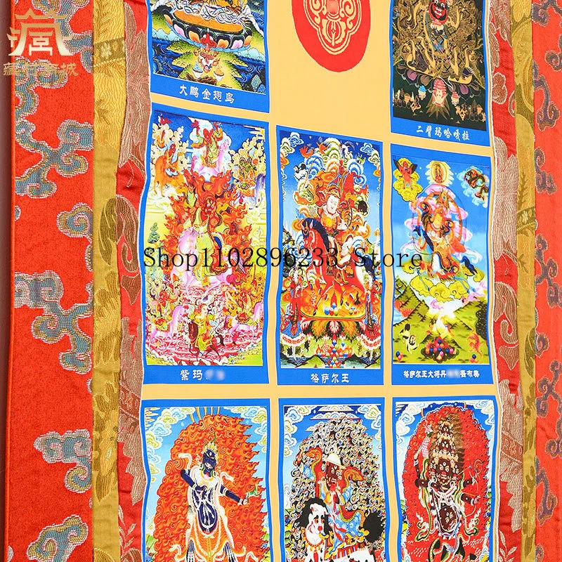 Nepal cotton fabric Natural mineral pigment painting Nyingma Three Fundamental Protectors Five Guardian Deities Thangka0.9m