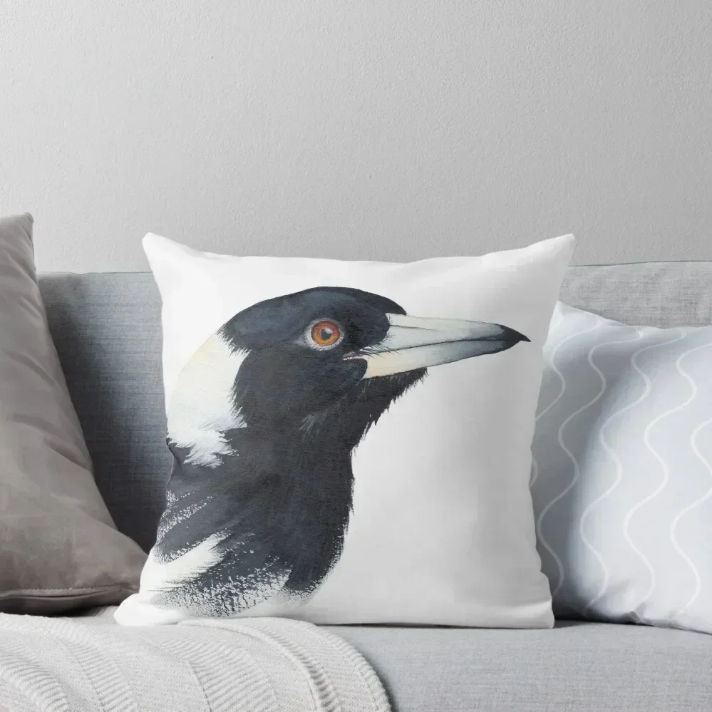 

Australian Magpie - watercolour painting of black & white bird Throw Pillow Decorative Cushions Christmas Pillowcase pillow