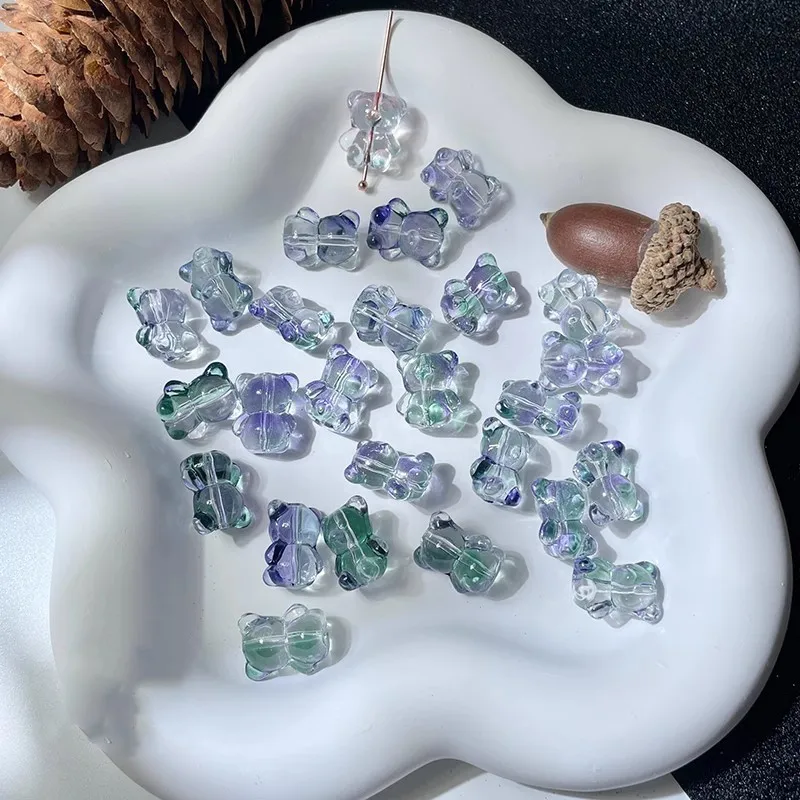 دلايات على شكل دب ، زجاج كريستال ، حبات سائبة لصنع المجوهرات بنفسك ، مورد أقراط ، إكسسوارات أساور ، 12 × 14 ، 10 #5