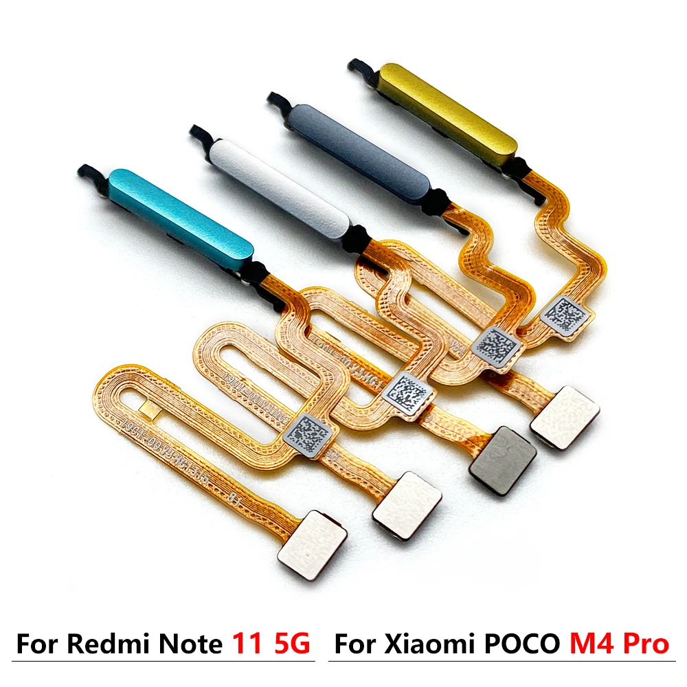 10Pcs 100% Original Fingerprint Sensor Home Return Key Menu Button Flex Cable Ribbon Parts For Xiaomi Poco M4 Pro / Note 11 4G