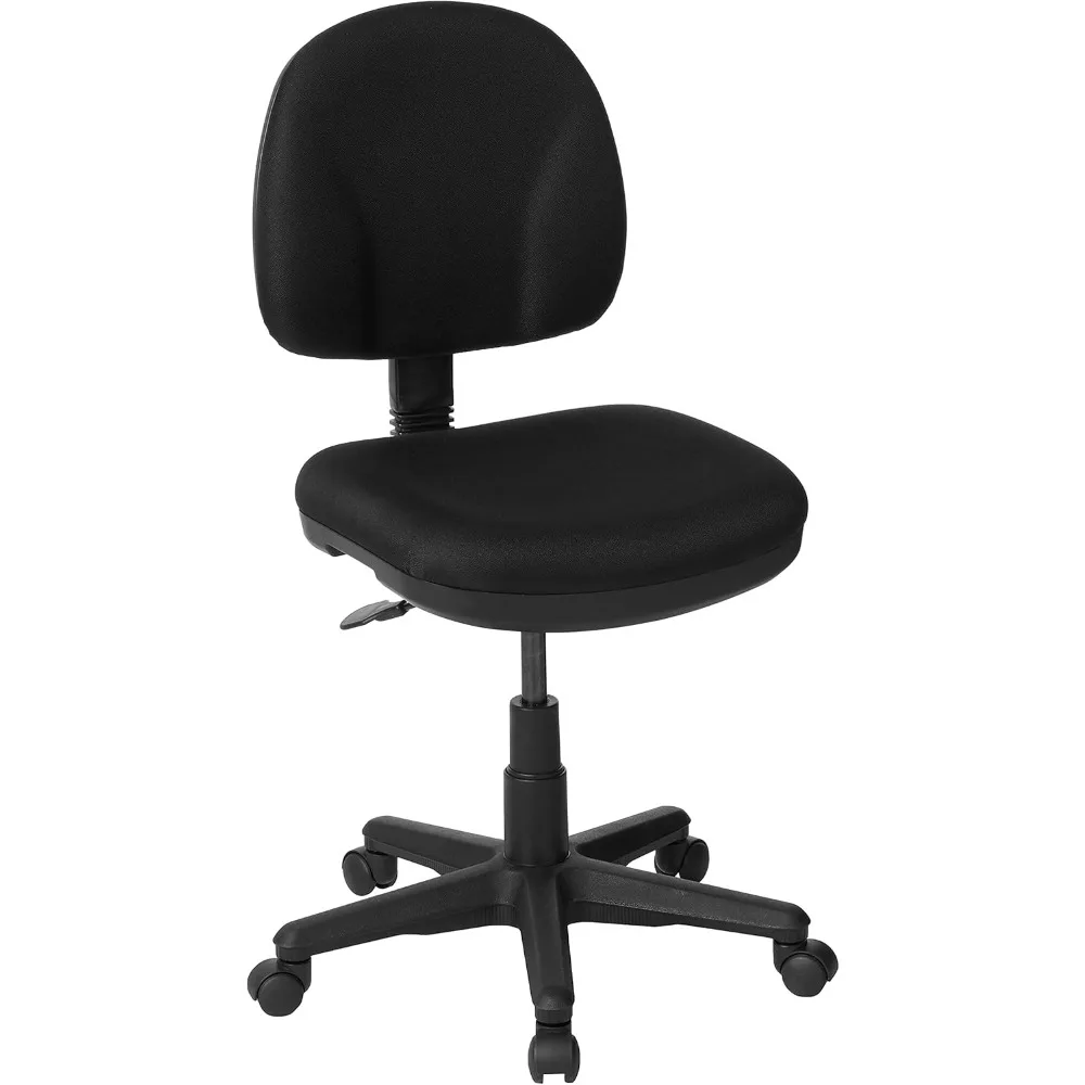 Sculptured Office Task Chair with Thick Padded Seat and Built-in Lumbar Support, Black